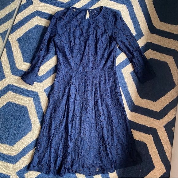 💙 DOROTHY PERKINS ELEGANT NAVY LACE LONG SLEEVE COCKTAIL DRESS! - Picture 7 of 13